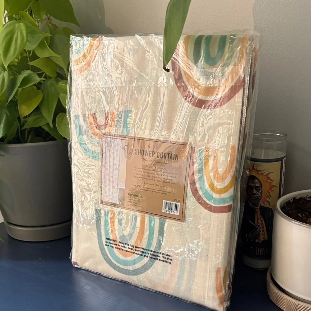 Cost Plus World Market Muted Rainbow Shower Curtain